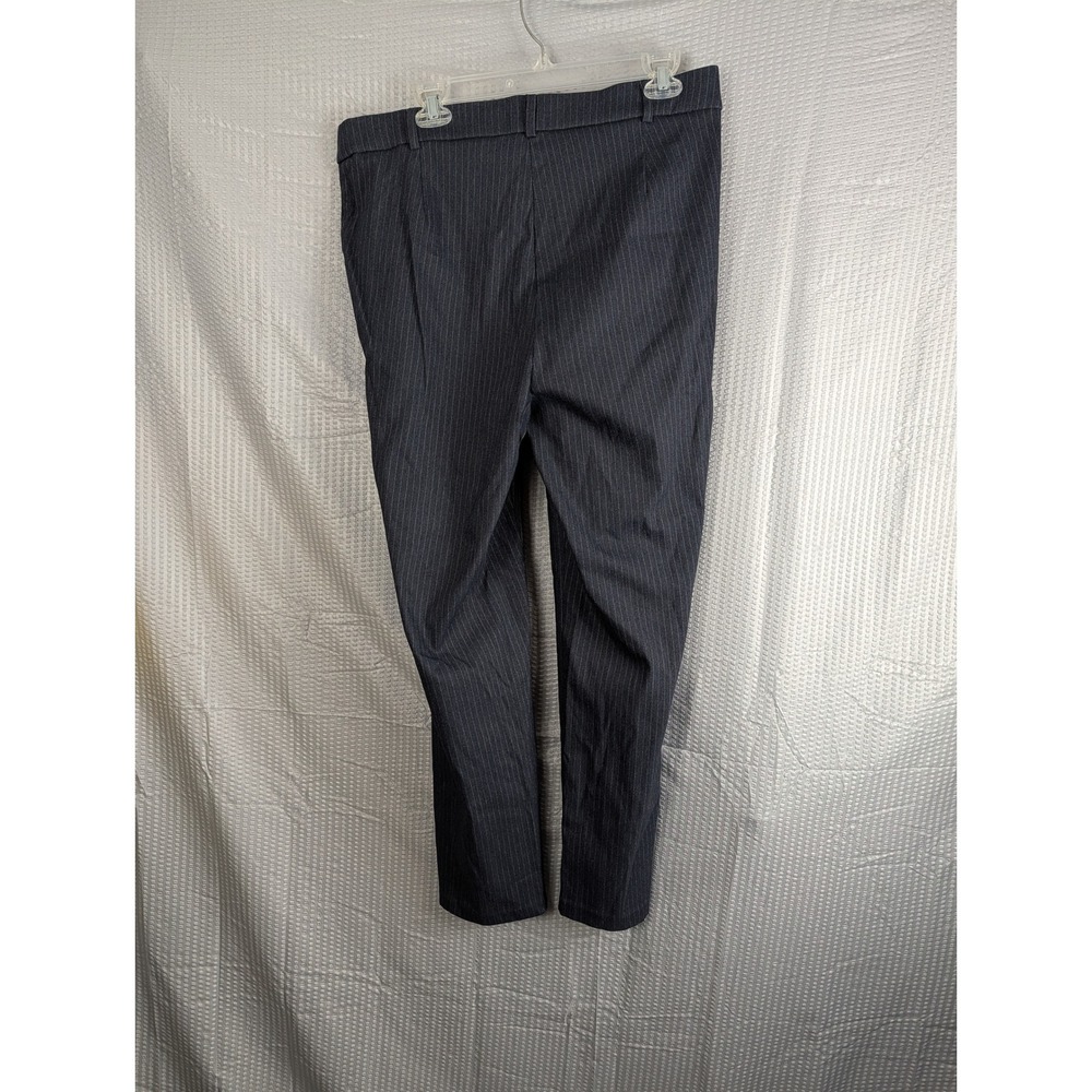 Rafaella Womens Size 14 Black‎ Pinstripe Dress Pants Trouser Flat Front Straight - Picture 6 of 14